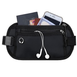 Hopsooken Travel Money Belt: Waist Pack for Running and Cycling, Rfid, Comfortable, Durable and Lightweight Hidden Travel Passport Wallets.(Newblack)
