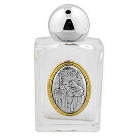 Venerare Glass Holy Water Bottle with Gold Accent (Saint Rita)