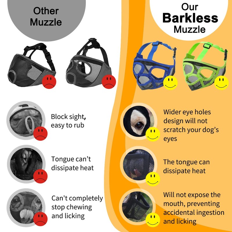BARKLESS French Bulldog Muzzle, Short Snout Mesh Dog Muzzle with