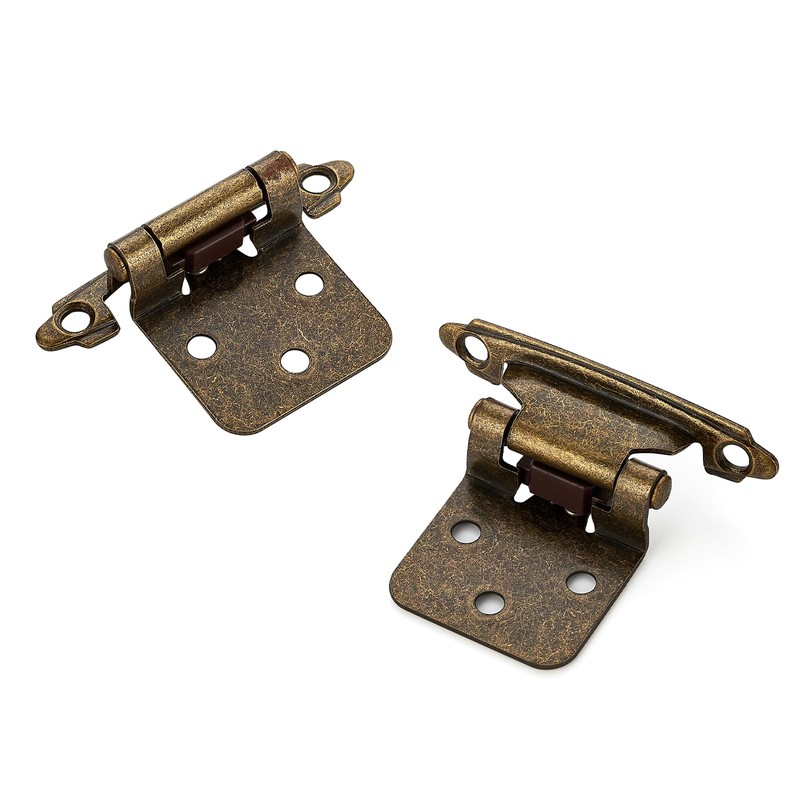 Home Expert 50 Pack (25 Pairs) Antique Brass Cabinet Hinges