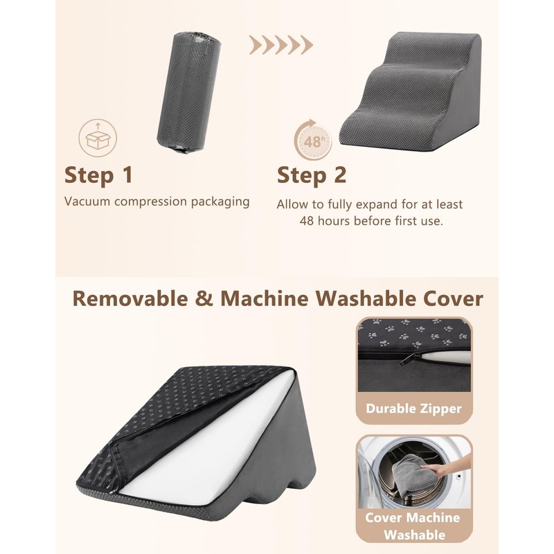 Dog Stairs for Small Dogs,3 Step Dog Ramp for Couch