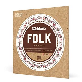 D 'Addario Gitarrensaiten Konzertgitarre | Classical Guitar Strings | ej32 C Folk Nylon Ball End Silber Wunde/klare Oberstimme Gitarre Saiten