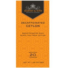 Harney & Sons Black Tea, Decaffeinated Ceylon, 20 Tea Bags, 1.26 oz./36 grams