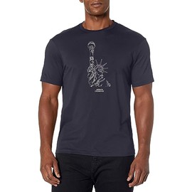A | X ARMANI EXCHANGE Men's Regular Fit Crew Neck Cotton Jersey NY Milano Sketch Tee, Navy New York, L