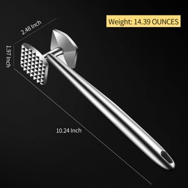 Aliglow Meat Tenderizer 304 Stainless Steel Meat Hammer/Mallet Tool/Pounder For Tenderizing and Pounding Steak, Beef And Poultry. Solid Metal Construction