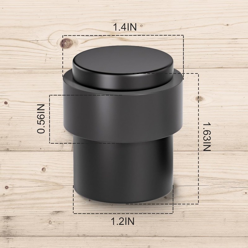 SANATO 10Pcs Black Door Stopper Floor Mounted with Black Rubber,