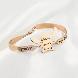 Jextech Set 2 Pulsera Amigos Ohana Stich Familia Ajustable Acero