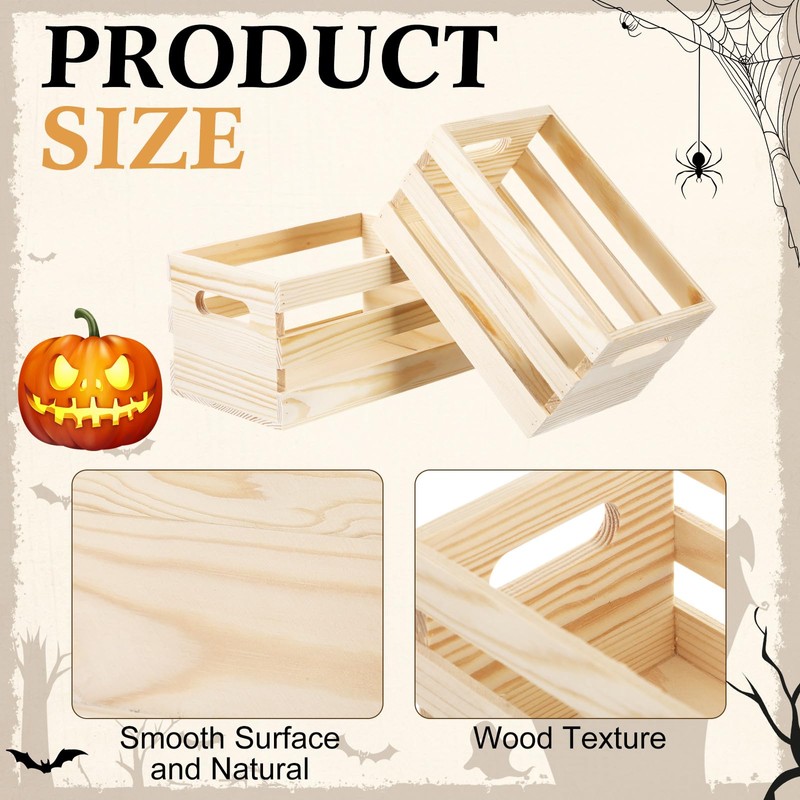 Yiyiring 12 Pcs Small Wooden Crates with Handles Bulk 6.5''