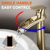 RUITHOE Brushed Gold Bathroom Vessel Sink Faucet, Waterfall Bathroom Faucet,