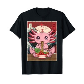Axolotl Ramen Japanese Funny Graphic Tees Kawaii Anime Gifts T-Shirt