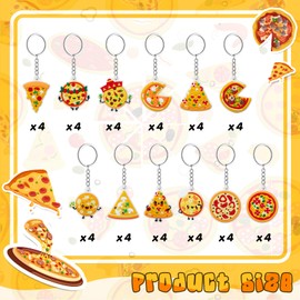 Nosiny 48 Pcs Pizza Keychains Food Keychain Assorted Styles and Colors Pizza Party Favors Party Supplies