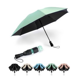 Chakipee Large Storm Resistant Compact Travel Umbrella for Men and Women - Automatic Open and Close Pocket Umbrella Portable UV Umbrella Black 210T Coating 97 cm Span 8 Ribs, yellow