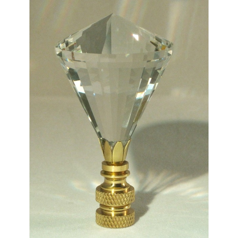 LAMP Finial-Stunning LEADED Crystal LAMP Finial-Clear Diamond/PB