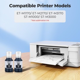 532 Black Ink Bottle ET-M1170 ET-M2170 ET-M3170 Replacement for Epson 532 Black Ink Refill Bottles T532 Work for EcoTank ET-M1170 ET-M2170 ET-M3170 Workforce ST-M1000 ST-M3000 Printer (2 Black)