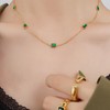 Frigotine 3PCS Gold Emerald Pendent Choker Layered Necklace for Woman,