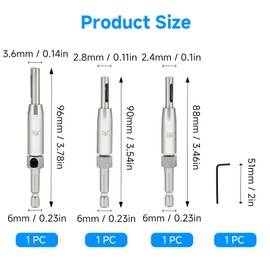 Self-Centering Drill Bit Set, Hinge Drill Bits 1/4 Inch High-Speed Steel, Self-Centring Door, Window & Cabinet Hinge Pilot Hole Drill Bits (2.4mm, 2.8mm, 3.6mm)