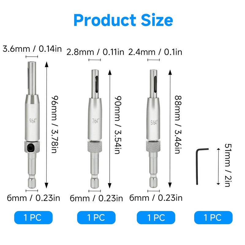 Self-Centering Drill Bit Set, Hinge Drill Bits 1/4 Inch High-Speed