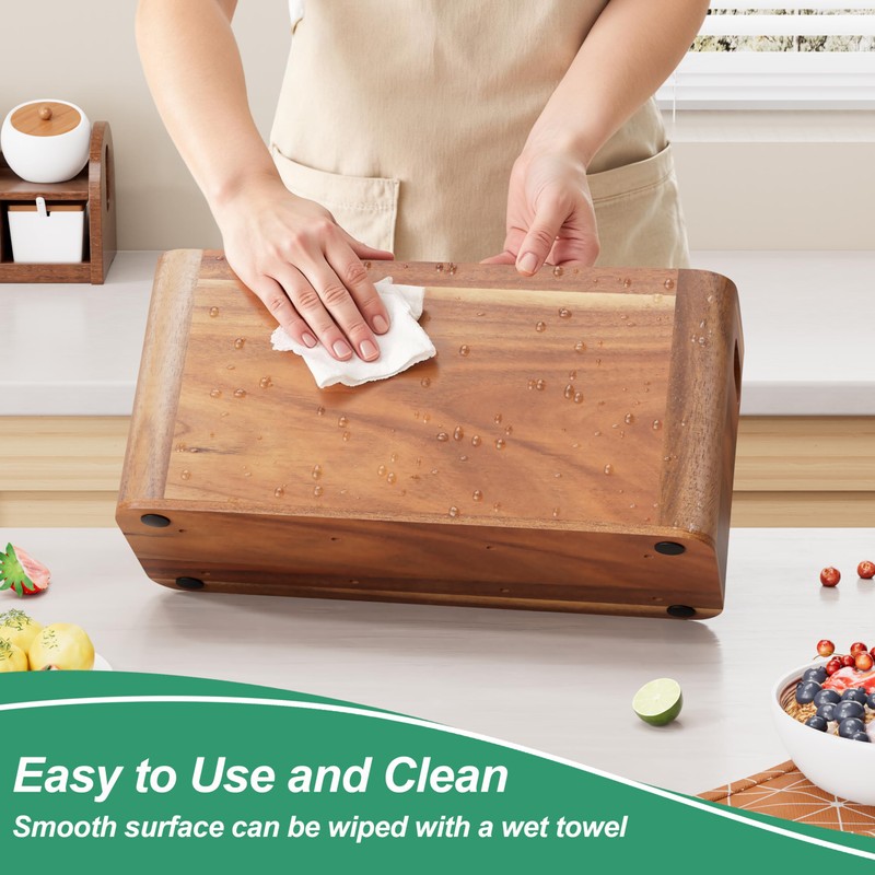 ZUJJAFY Utensil Holder, Acacia Wood Kitchen Utensil Holder for Counter