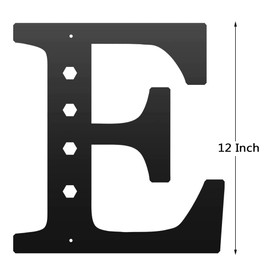 YUNSHANGMO Metal Letters Wall Decor 12 Inch, Hanging Letter Sign Black, Visual 3D Large Alphabet Modern Style Wall Decor for Living Room Bedroom Office Home Wedding Party/Letter E