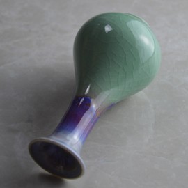 Handcrafted Drop Glaze Crackle Ice Pattern Porcelain Mini Tiny Vase Tear Jar for Decoration Display or Holding Tiny Flowers Sprig of Lavender Collectible Art Tenmoku Japan China