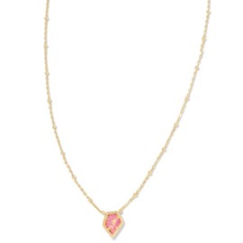 Kendra Scott 14k Gold-Plated Framed Tess Satellite Pendant Necklace in Rose Pink Opal, Fashion Jewelry for Women
