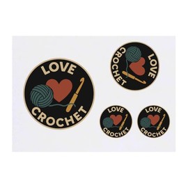 Azeeda 4 x 'Liebe Häkeln' Temporäre Tattoos - Wasserfest, Hautfreundlich & Ungiftig · Transfers in Verschiedenen Größen (TO00085816)