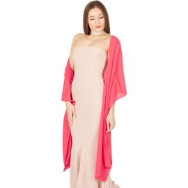 BlackButterfly Chiffon Wedding Bridesmaid Prom Steel Sash Scarf Wrap Scarf, pink