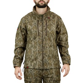 Mossy Oak Standard Sherpa Fleece Lined Camo Hunting Jacket for Men, Bottomland, Small