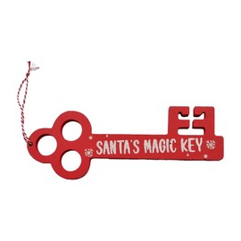 Santa's Magic Key – Wooden Key for Homes Without Fireplaces – Includes Red & White Hanging String – 22.5cm x 9cm x 1cm