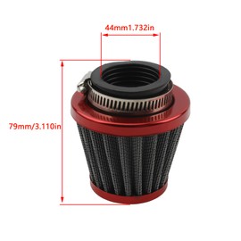 PowerMotor 44mm Motorcycle Air Filter,Universal Air Intake Filter Cleaner For GY6 50cc-250CC Dirt Bike ATV Quad Scooter Go Kart Carburetor-44mm Red