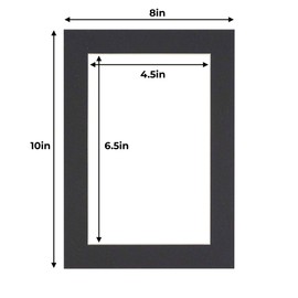 5x7 Mat for 8x10 Frame - Precut Mat Board Acid-Free Black 5x7 Photo Matte Made to Fit a 8x10 Picture Frame, Premium Matboard for Family Photos, Show Kits, Art, Picture Framing, Pack of 10 Mats