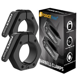 Forcefree+ Barbell Clips (Pair), Barbell Clamps, Quick Release Olympic Barbell Clamps with Anti Slip TPR Grip, Barbell Collars for Secure Weightlifting & Powerlifting (Non Magnetic, Black)