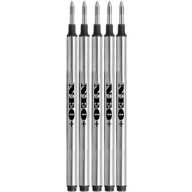 NEO+ 5 x Pen Refills Compatible with Mont Blanc Rollerball Pens of Lines: Solitaire, Noblesse, Generation, Scenum, Bohème, Classic and StarWalker, Jinhao, Gullor Rollerball Pen (5 Black Ink Refills)