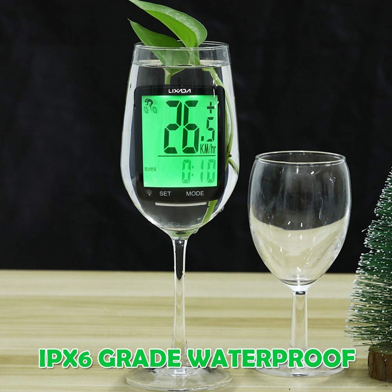 Lixada Bicycle Computer Wireless Multifunctional LCD Screen Bicycle Rainproof Speedometer