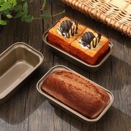 Uiifan 24 Pcs Mini Loaf Pan for Baking Bread Non Stick Small Banana Bread Tins 6.1 x 3.3 x 2.1 Inches Nonstick Tiny Meatloaf Pan Carbon Steel for Oven and Baking (Gold)