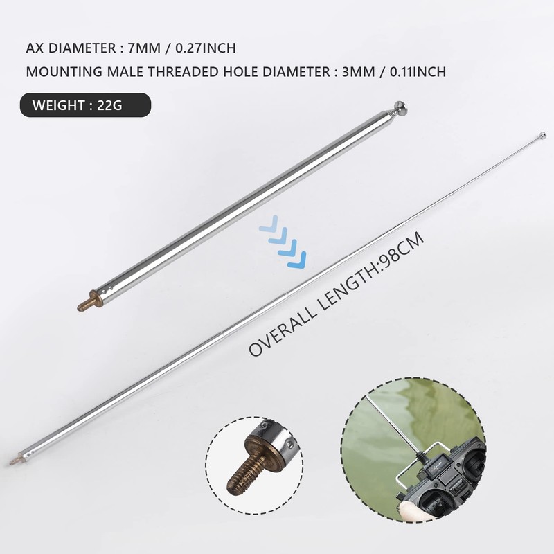 Tuperoymse 98cm 38.5" 7 Sections Telescopic Antenna Replacement for FM