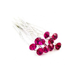 WedDecor 40pcs Hot Pink Hair Pins with Large Diamante Rhinestone Crystal for Women Girls Curls and All Type of Hair Wedding Bridal Accessories
