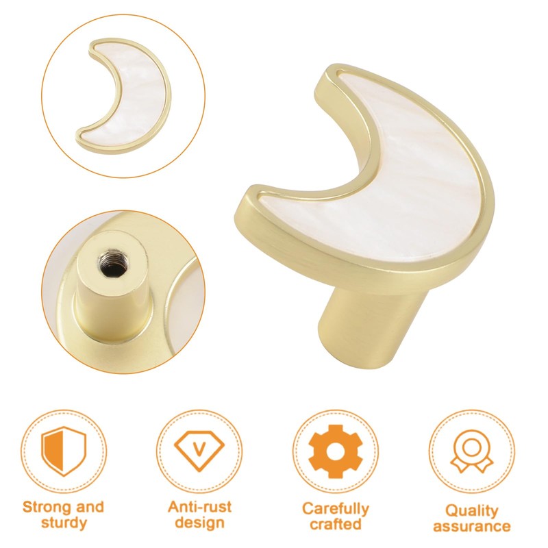 MOROBOR Decorative Moon Kitchen Cabinet Knobs, 6 Pack Creative Dresser