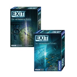 Exit Kosmos Spiele 694050 Game: Sunken Treasure Board Game + Cosmos Games 692681 Game, The Abandoned Hut; 2 Escape Room Games for Home, Level Beginners and Advanced Players