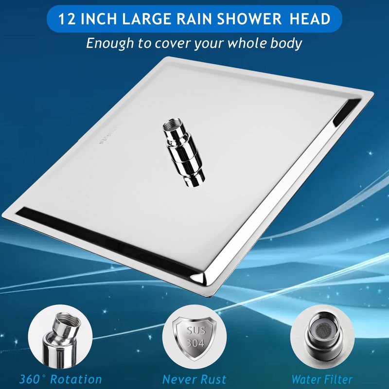 Voolan Rain Shower Head - High Flow Large Rainfall Shower