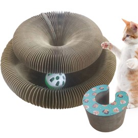 Magic Organ Cat Claw Sharpener Foldable Cat Grinding Nail Sharpener Board with Toy Bell Ball Recyclable Cardboard Cat Scratch Pad Interactive Scratcher Cat Toy
