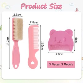 2 Combs 1 Baby Hair Brush Pink Comb Cute Mini Comb Soft Hair Brush Kids Hair Care Props Set