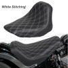 Unbranded Black+White Stitching Front Driver Solo Seat Fit For Harley