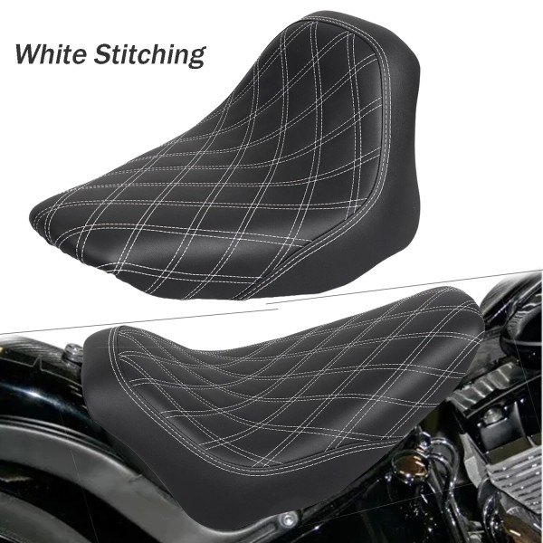 Unbranded Black+White Stitching Front Driver Solo Seat Fit For Harley