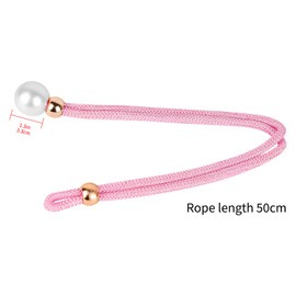 Biiange 2 Pack Adjustable Curtain Tiebacks with Large Imitation Pearls, Decorative Rope Holdbacks for Sheer and Blackout Curtains (Pink)