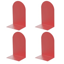 MerryNine Metal Book Ends, 4 Pack Red Bookends for Shelves, Book Holder for Heavy Books, Book End for Kids Books, Decoration Bookend for Home Office