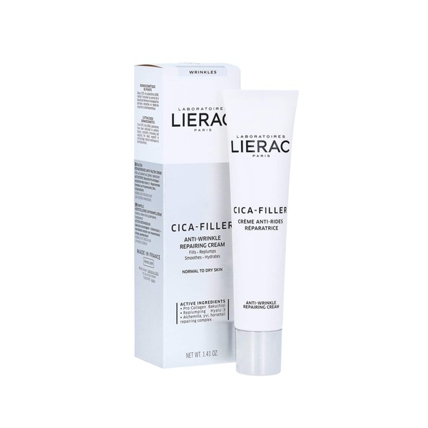 LIERAC Cica-Filler Anti-Wrinkle Repair Anti-Ageing Cream with Hyaluronic Acid and Pro-Collagen, Normal to Dry Skin, 40 ml