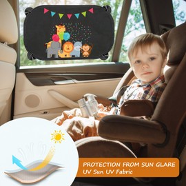 GOHHME Car Window Shades for Baby 2PCS Car Shades for Baby Window Car Sun Shade Visor Cartoon Animals Children Suction Cups Sun Protection UV Protection Heat Insulation 51cm*31cm