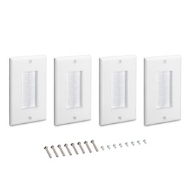 kwmobile 4 x Flush-Mounted Cable Grommet with Brush – Flush-Mounted Box Lid Cover – Cable Entry Outlet – White/White