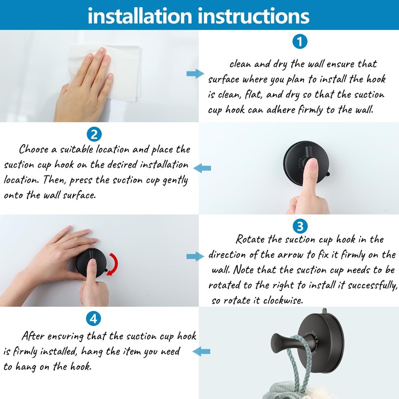 DGYB Suction Cup Hooks for Shower Set of 2 Hand